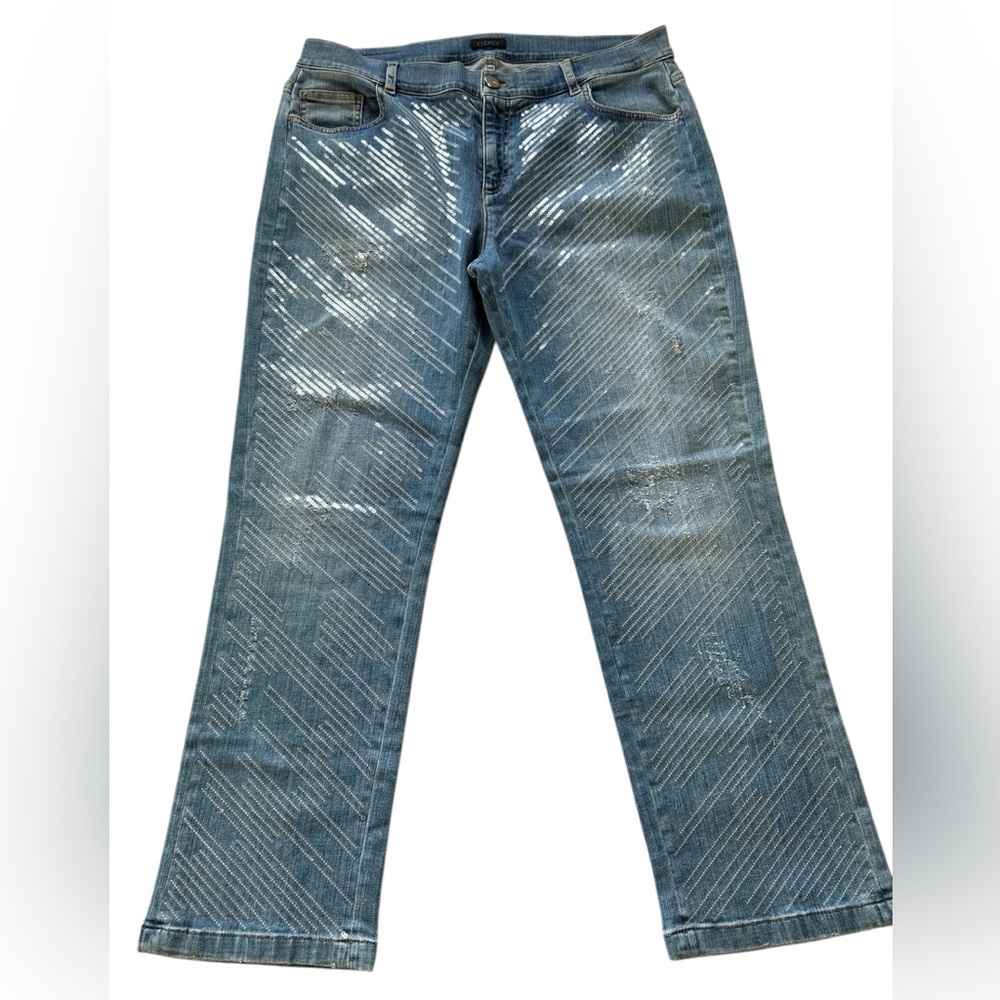 Escada geometric sequin embellished jeans